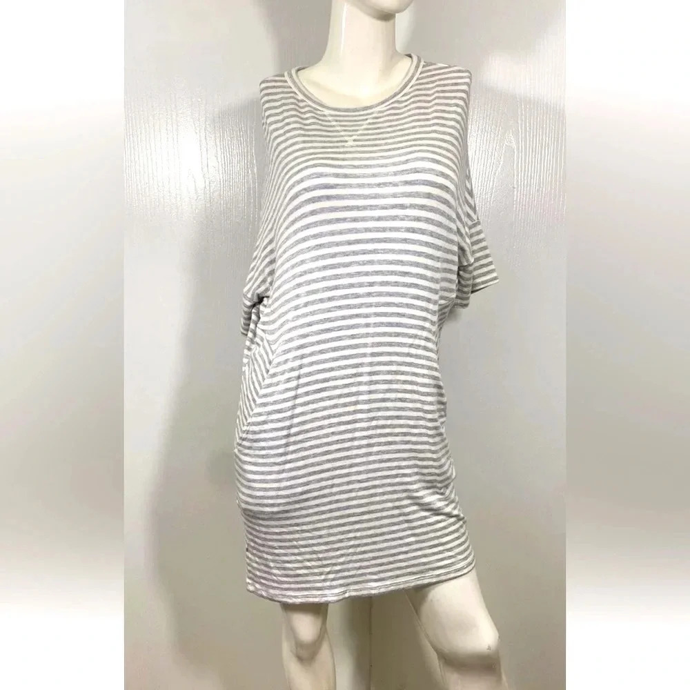 Lou and Grey Striped Short Sleeve Shirt Dress Sz S Rayon